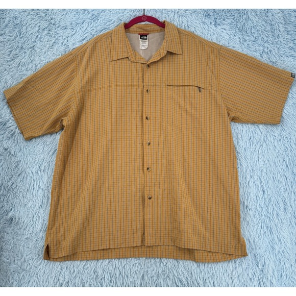The North Face Men's X-Large Orange Button Up Plaid Outdoor Hiking - Picture 1 of 14